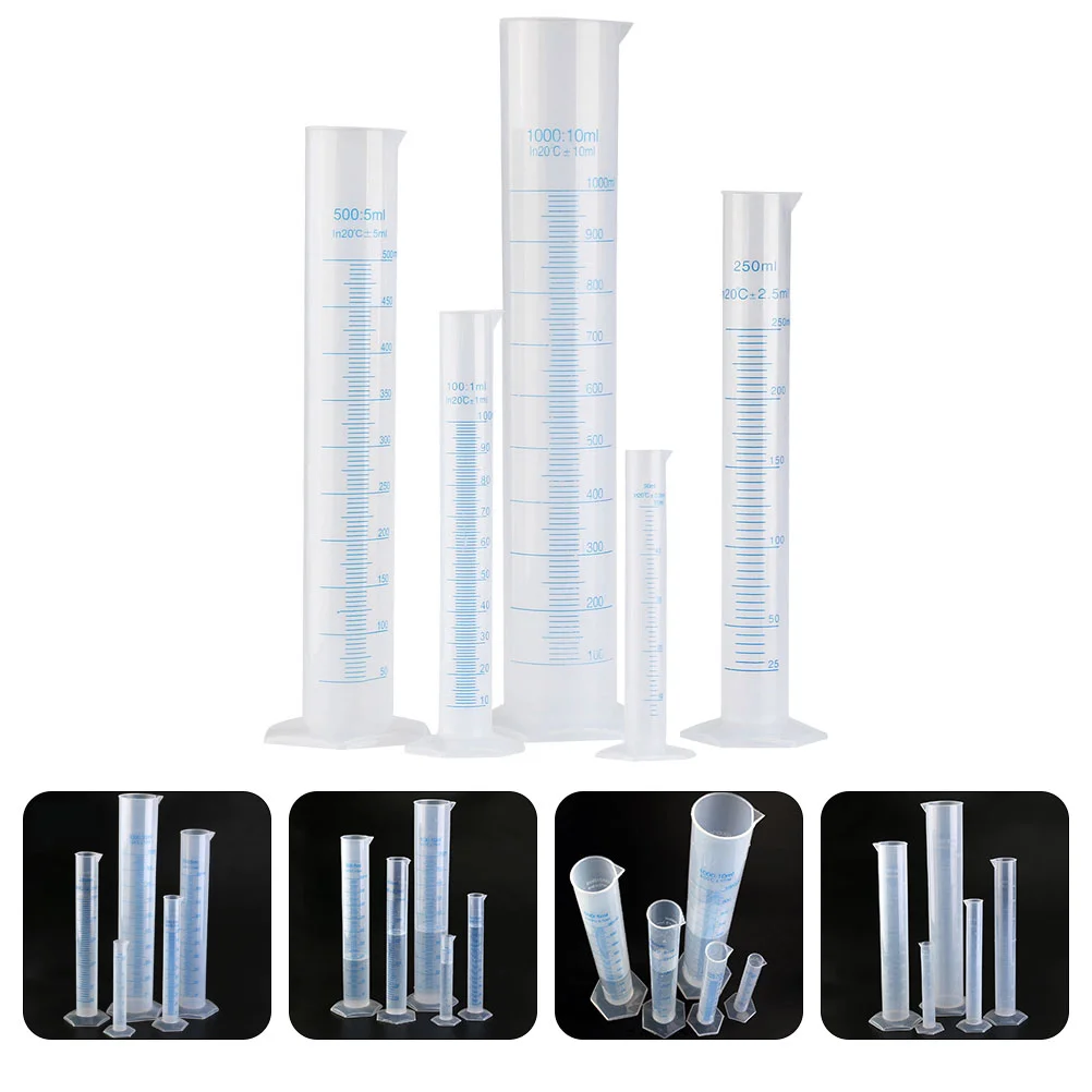 

5 Pcs Graduated Plastic Measuring Cylinder Laboratory Supplies School Beaker Liquid Tool