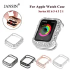 Роскошный Алмазный защитный чехол Стразы для iWatch 6 5 4 3 2 SE, блестящие чехлы-бамперы для Apple Watch 44 мм 40 мм 38 мм 42 мм