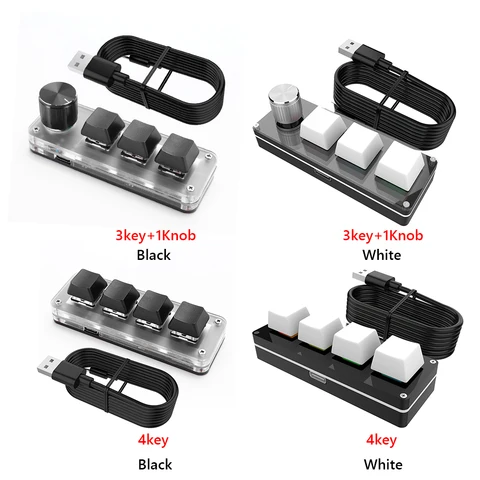 3 клавиши, 1 ручка/4 кнопки, программирование макросов, пользовательская ручка, клавиатура, Игровая клавиатура, RGB проводная USB Механическая игровая клавиатура, мини-кнопка