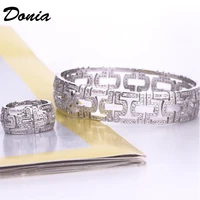 donia jewelry fashion classic copper micro inlaid aaa zircon bracelets three color ring men and women couples set of decorations