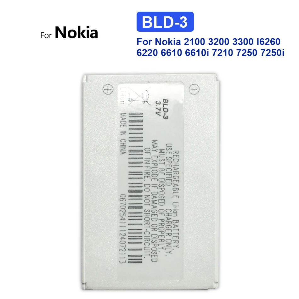 

BLD-3 Replacement Battery for Nokia 7210 3300 2100 6220 6200 6610 6610 7250 I6260 6610i 7250i BLD3 BLD 3 with Track Code