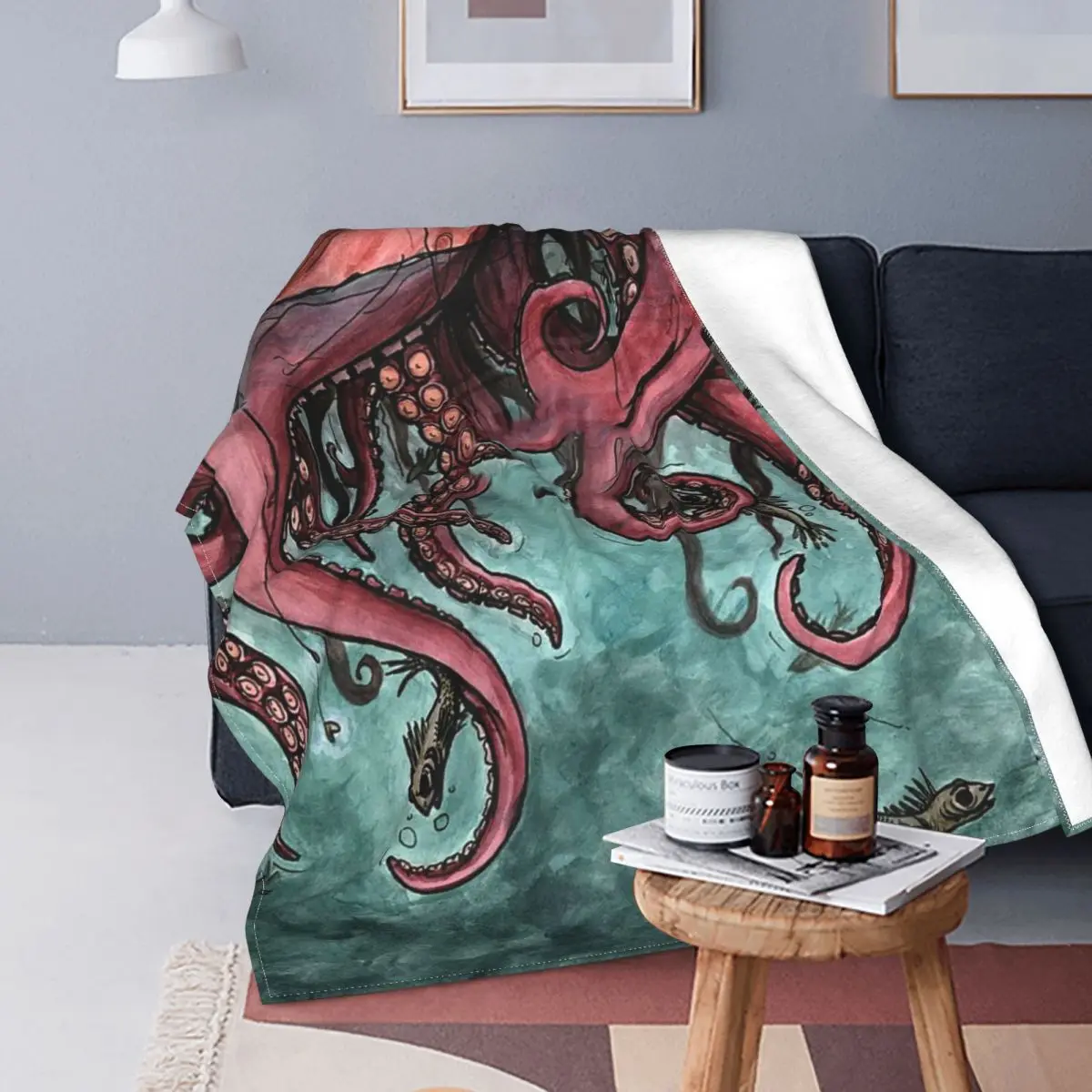 

The Rise of Great Cthulhu шерстяное одеяло Фланелевое всесезонное Осьминог старая газета портативное мягкое одеяло диван офисное одеяло