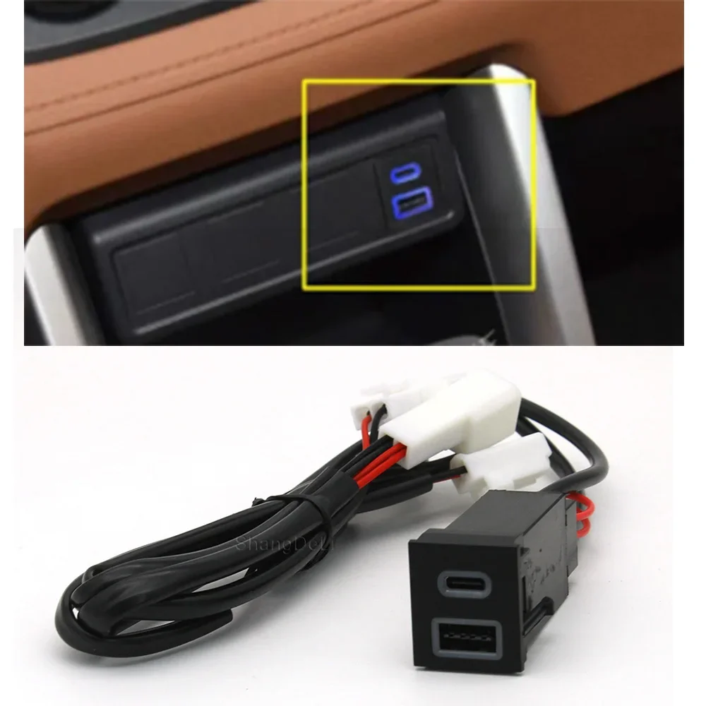 

12 В автомобильный двойной USB C QC3.0 гнездо прикуривателя быстрое зарядное устройство адаптер для TOYOTA RAV4 Wildlander