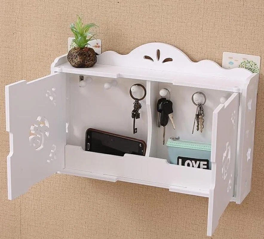 

Simple and modern wall shelves hook-free drilling living room decorative wall hanging key storage box finishing box