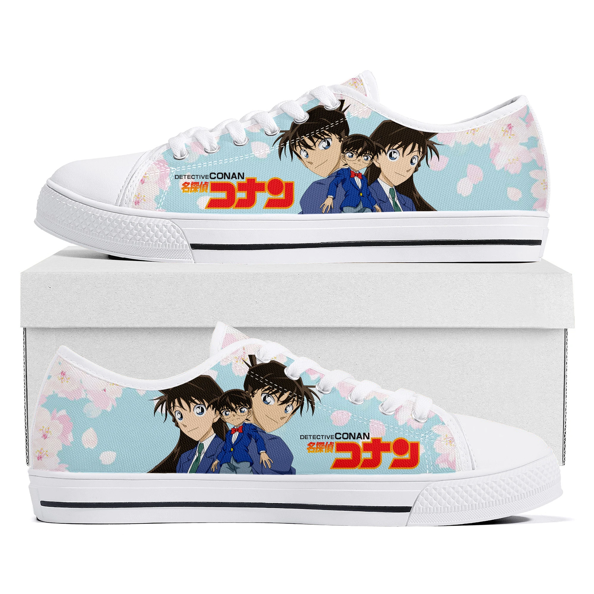 

Detective Conan Cartoon Low Top Sneakers High Quality Mens Womens Teenager Canvas Sneaker Couple Casual Shoes Custom White Shoe