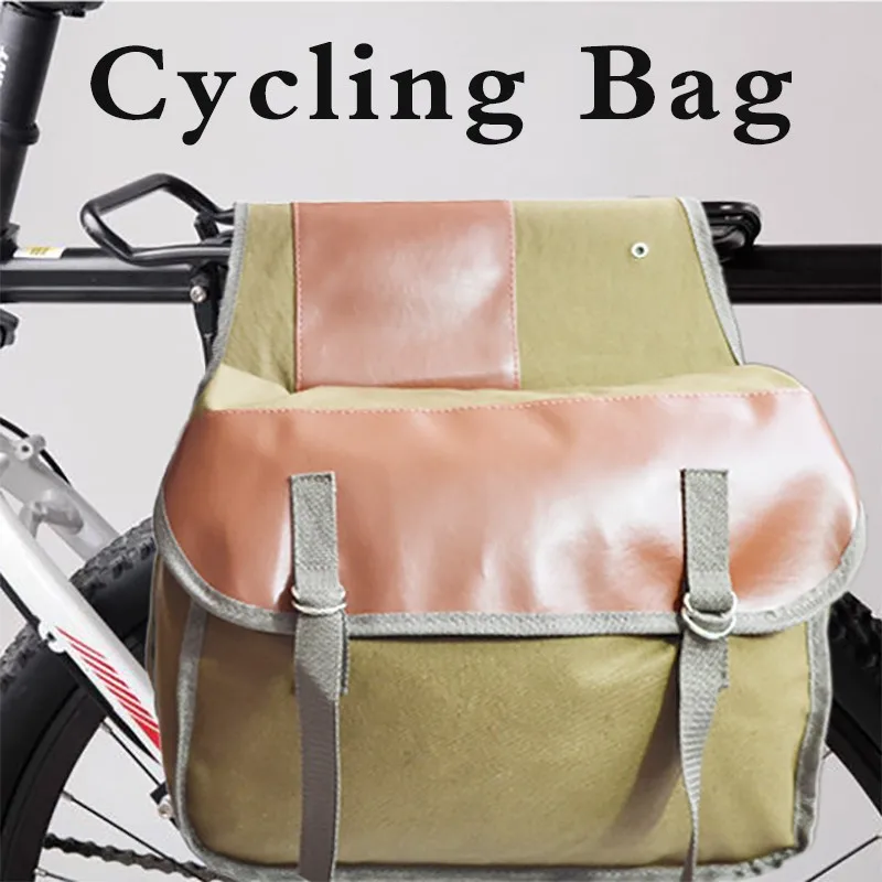 Bicycle Rear Bag Canvas Large-Capacity Luggage Bag Outdoor Riding Equipment Accessories Riding Bag Multi-Functional Storage Bag