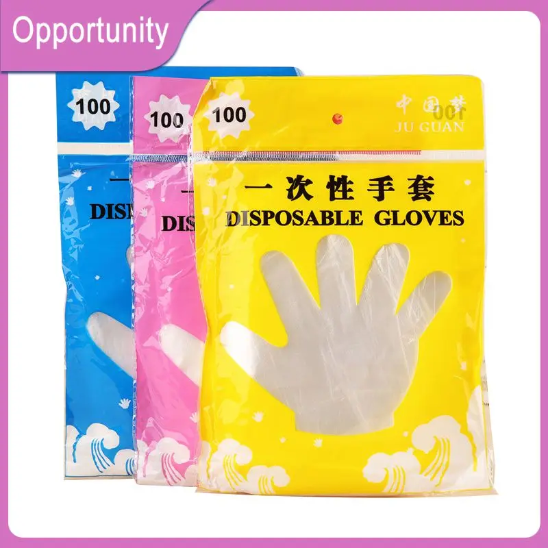 

100 шт., одноразовые пластиковые прозрачные перчатки