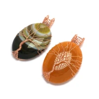 natural stone multicolor agate around gold wire tree pendant for jewelry makingdiy necklace earring accessories gift party decor
