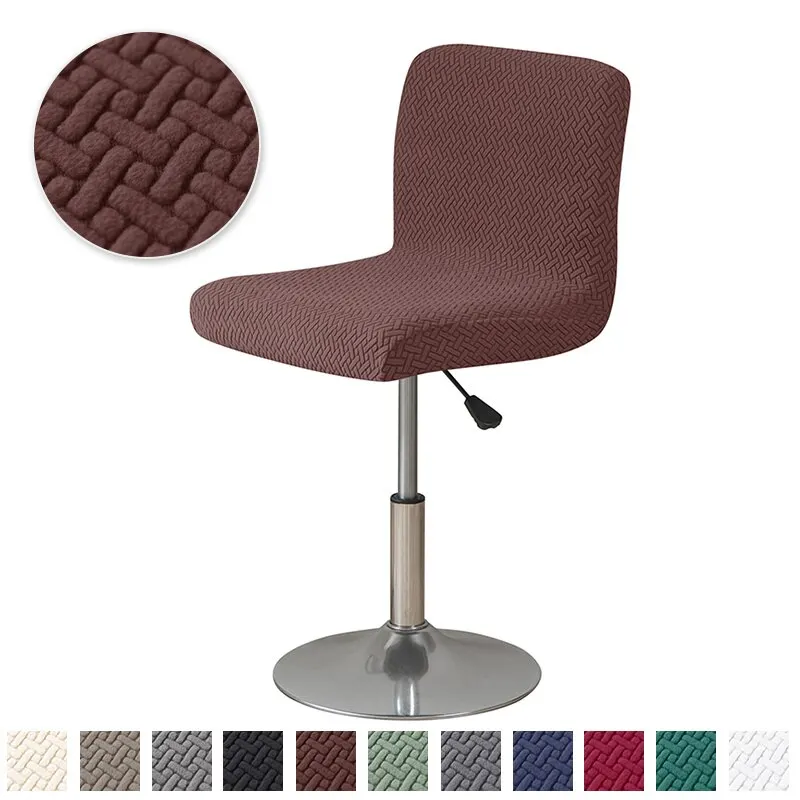 

Small Size Chair Case Solid Color Jacquard Bar Chair Cover Short Back Bar Stool Seat Covers Slipcovers Hotel Banquet Dining