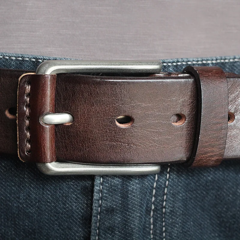 

Genuine Leather Belt New Vintage Topcoat Cowhide Handmade Belt Men's Fashion Business Leisure Needle Buckle Belt