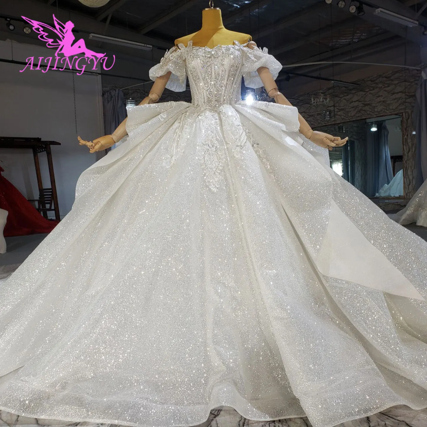 

AIJINGYU Weddding Dress Lace Ivory Tulle United Kingdom France Asian Gowns