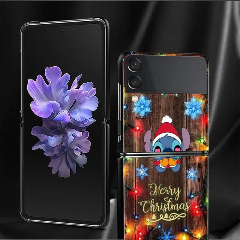 Чехол для телефона Disney Stitch Christmas Хэллоуин Samsung Galaxy Z Flip 4 Flip3 5G Shell Hard Cover Fundas