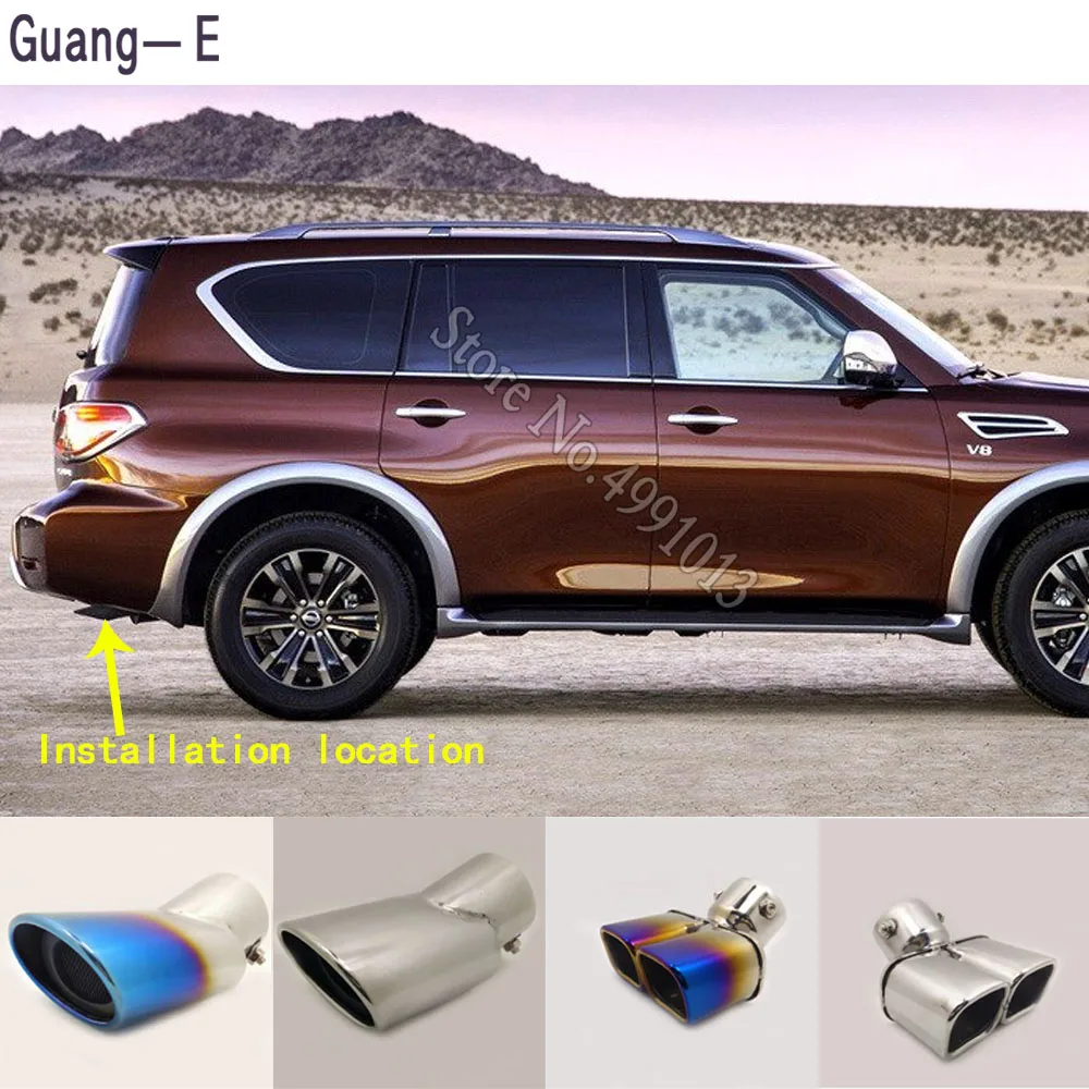 

Наклейки на автомобиль, накладка на глушитель, наружная накладка на заднюю часть трубы, наконечник выхлопной трубы, украшение на хвост выпускного отверстия, 1 шт. для Nissan ARMADA 2016-2019