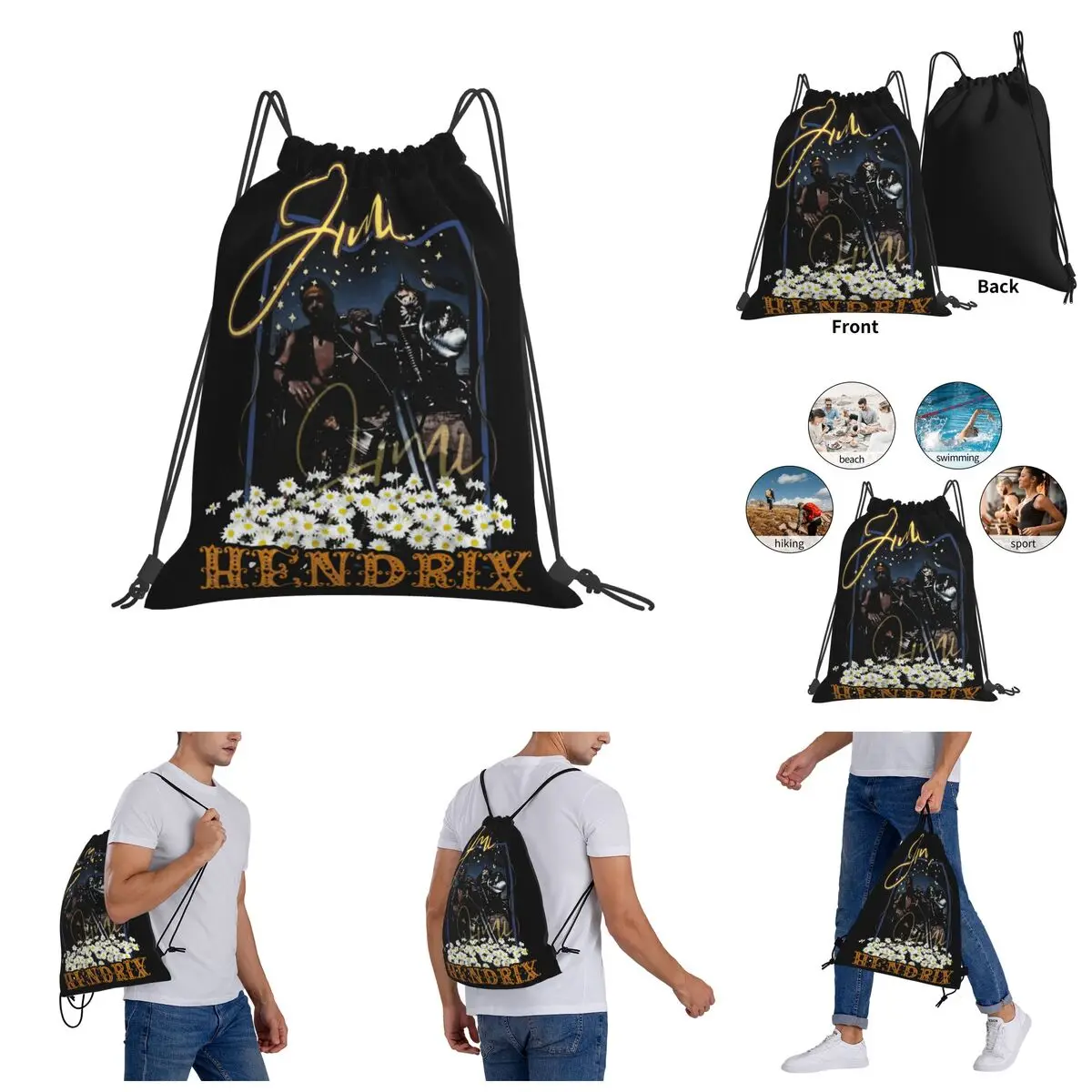 

Jimi And Hendrix Electric Ladylandby Homes Drawstring Bags Gym Bag premium Backpack Funny Sarcastic R249 Drawstring Backpack