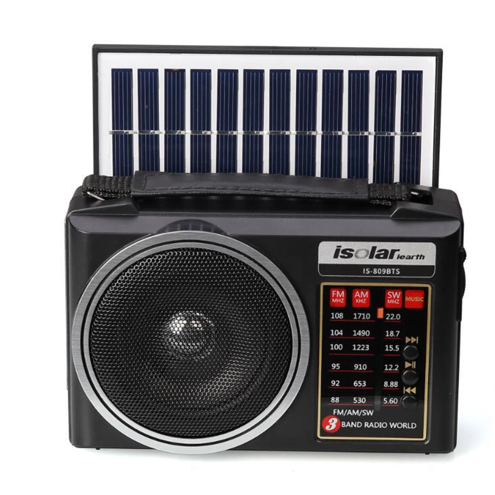 

Solar Charging Emergency Radio AM FM SW Multi Band High Sensitivity Radio Wireless Bluetooth Speaker LED Flashlight Support TF