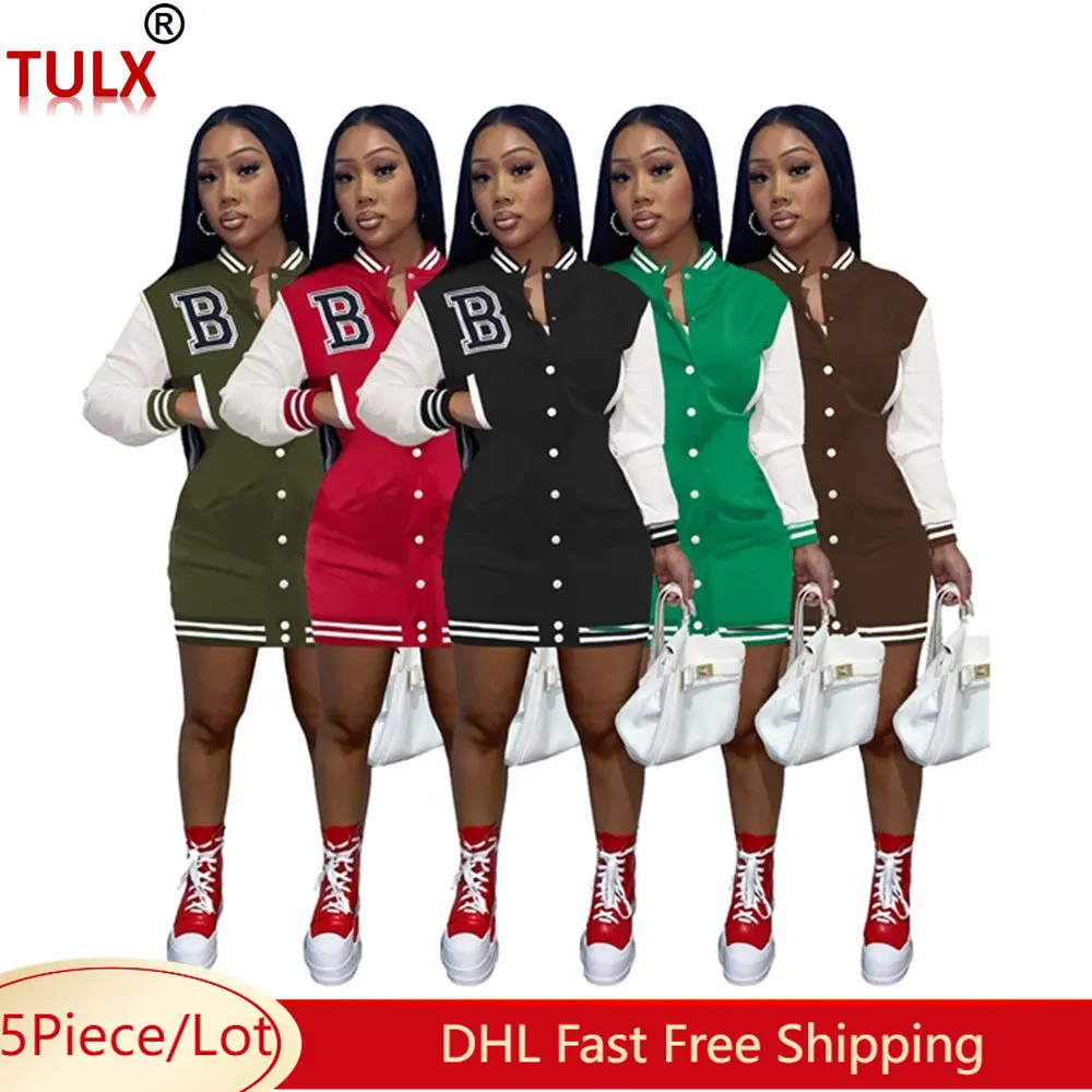 

5 оптовая продажа, бейсбольные платья, женское кожаное флисовое платье с рукавами, осенне-зимняя одежда, повседневное Спортивное платье с вы...