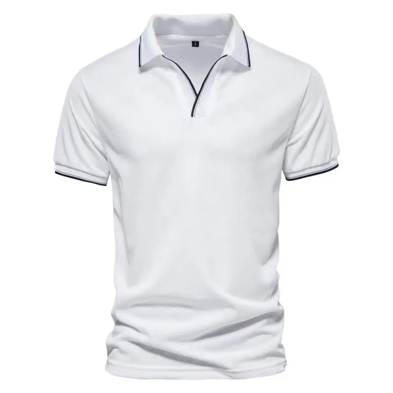 

2023 Fashio Nmen V Neck Polo Shirts Solid Color Short Sleeve Classic Mens Polos New Summer Polo Shirt Men Clothing