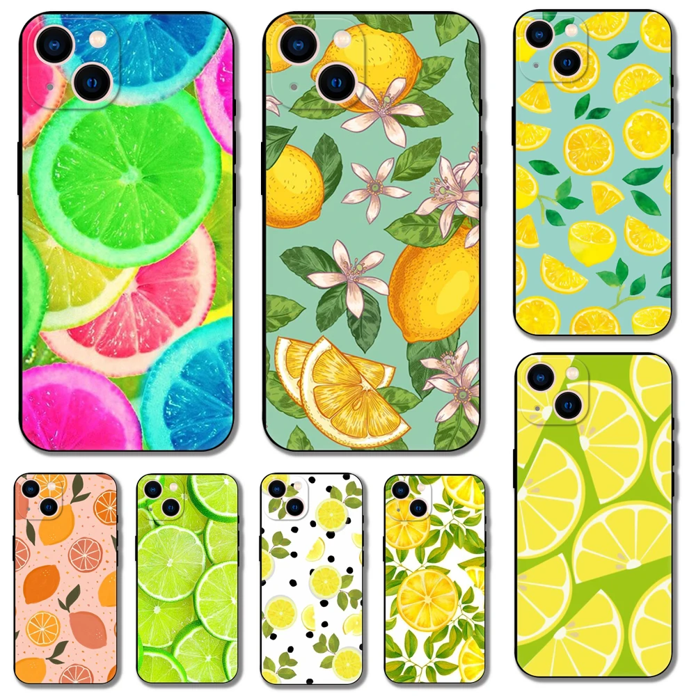 

Summer Fruit Lemon phone case for iphone 14 5s 2020se 6 6s 7 8 plus x 10 XR XS 11 12 13 mini pro MAX black soft tpu back cover