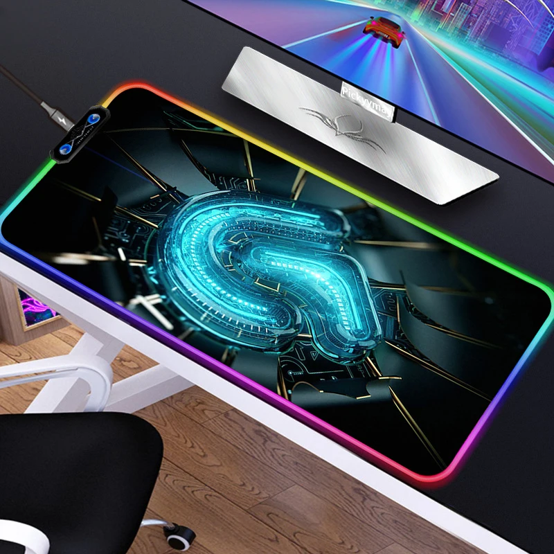 

Logitech DIY Custom Gaming Mouse Pad Large Anime Mousepad RGB Computer Mouse Pad Gamer Mause Pad LED Backlit Keyboard Desk Mat