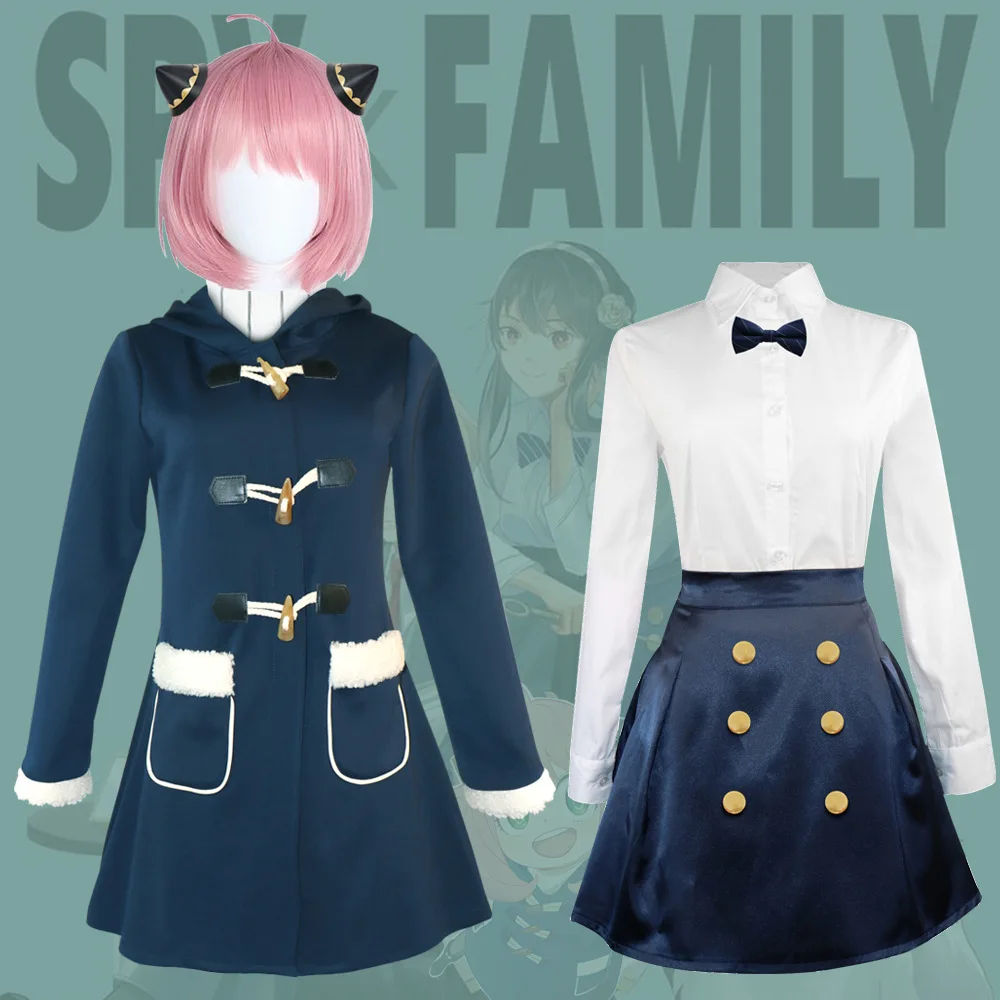 

Anime Spy X Family Anya Forger Cosplay Costumes Christmas Gift For Kids Ania Winter Cosplay Uniform Wig Yor Forger Girl Dress