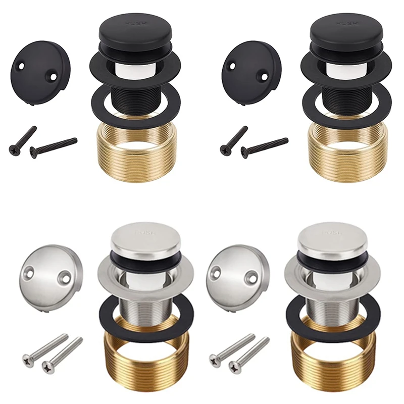 

Odor Resistant Tub Drain Tub Plug Trim Kit With Dual Hole Overflow Panel Replacement Parts Tub Drain Kit With Thread (Silver)