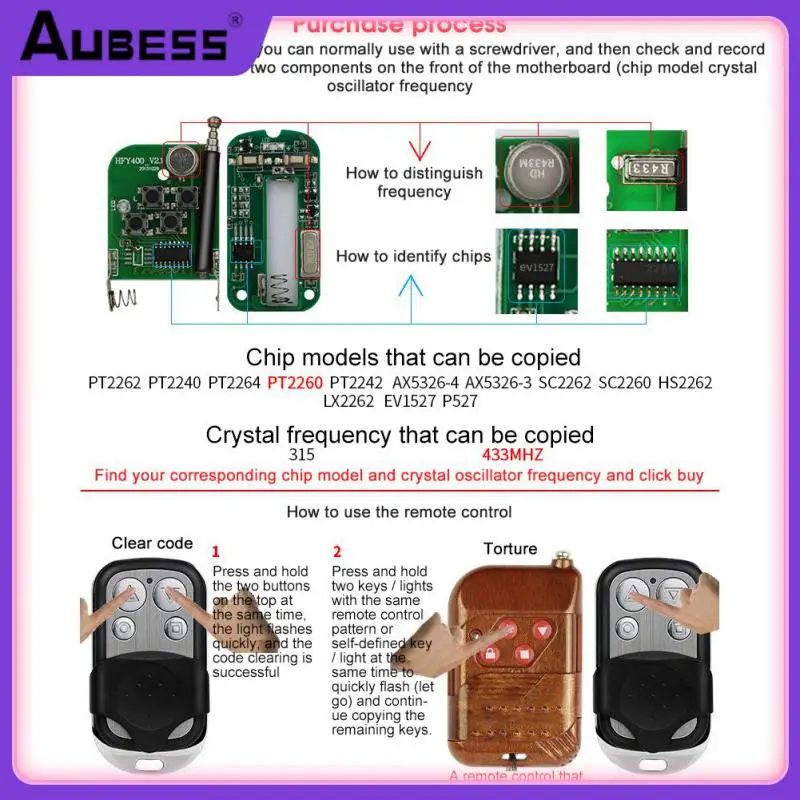 

4 Buttons Remote Control Metal 315mhz 433mhz Wireless Rf Transmitter Duplicator Key Self Copy For Gadgets Car Home Garage Door