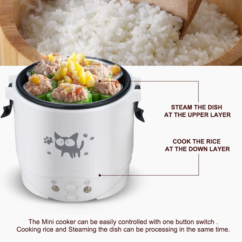 1L Car Mini Rice Cooker Multi-function Electric Water Food Heater Machine Lunch Box Warmer 2 Persons for Home SUV Truck | Автомобили и