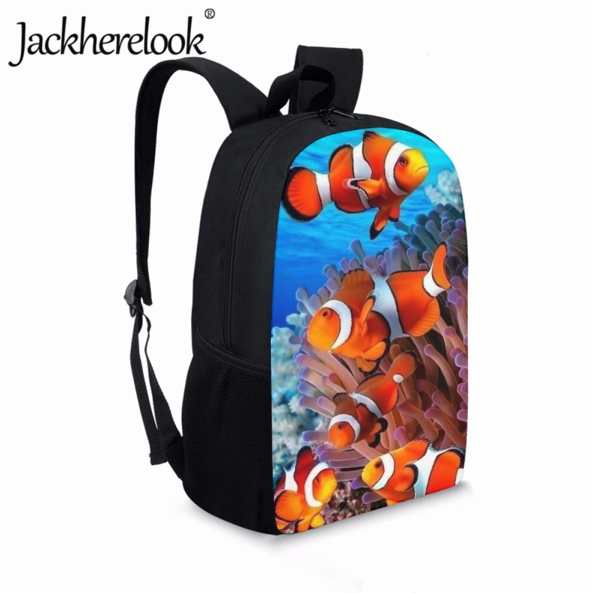 Jackherelook Underwater World Pattern Printing Schoolbag for Kids Fashion Student Book Bags Boys Sports Bags Girls Backpacks