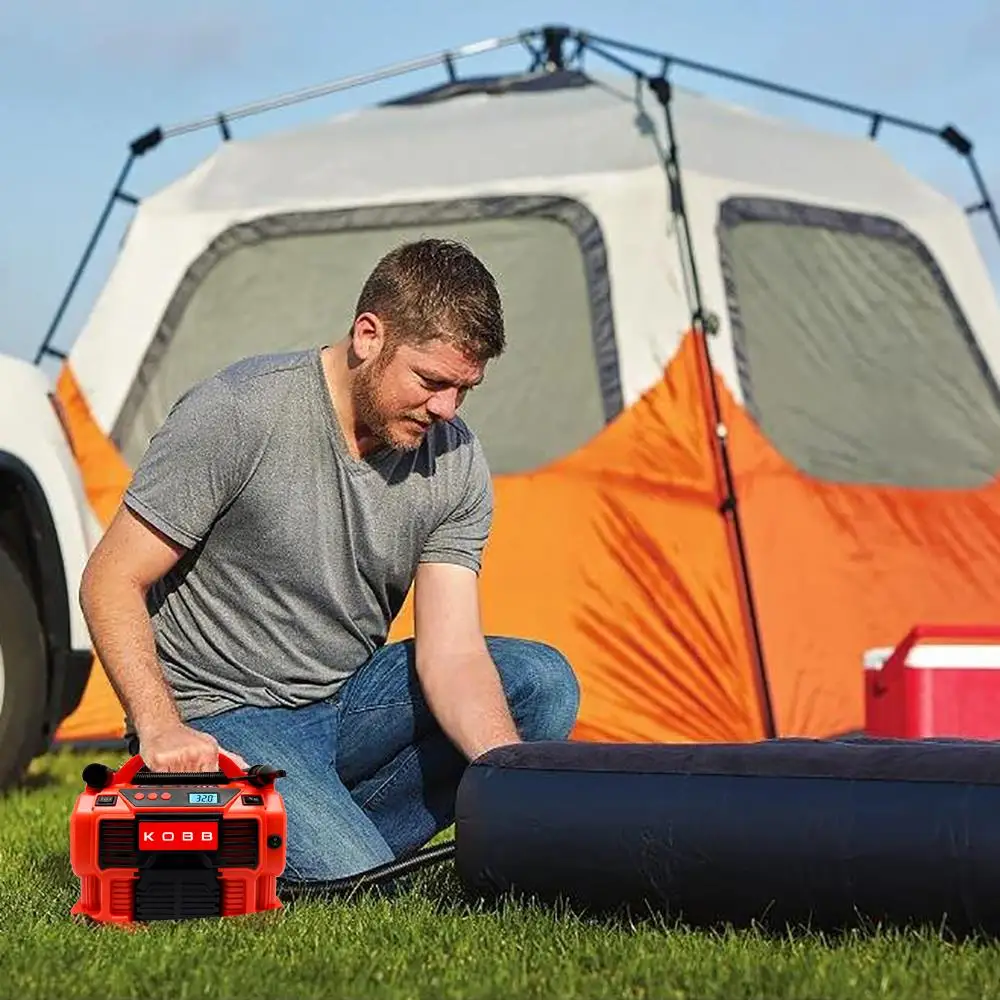 KOBB KB500 12Volt/220Volt/18Volt 2Ah Li-ion Rechargeable Digital Pressure Display Tire Bed Inflator Pump EU plug | Автомобили и