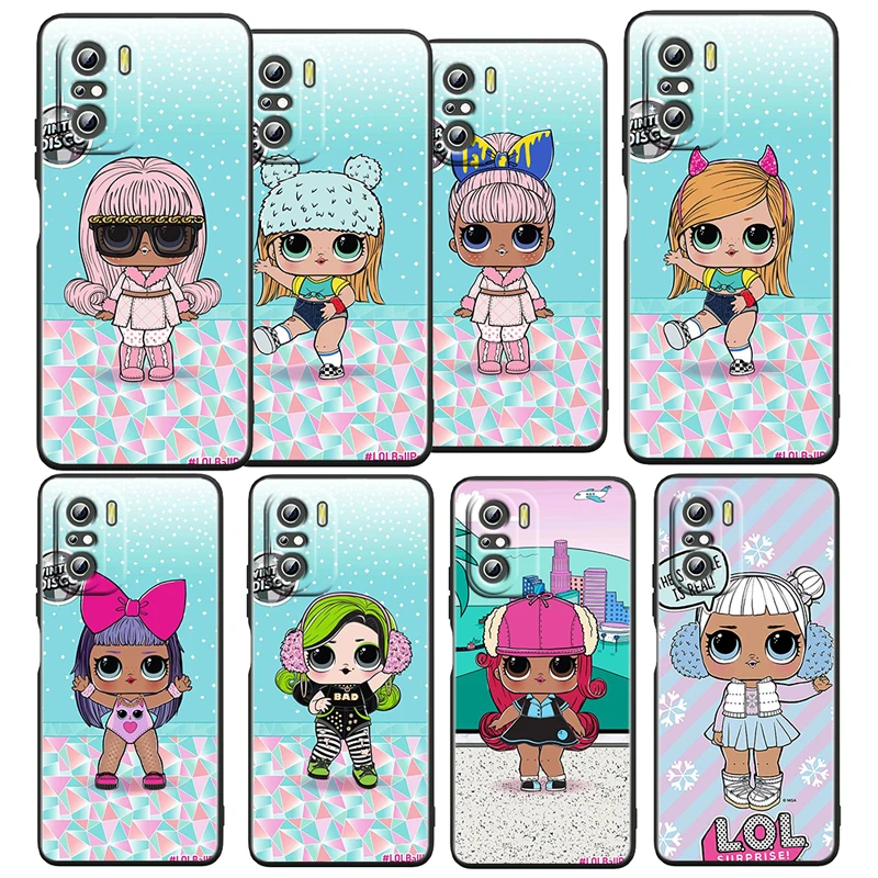 

L.O.L. SURPRISE Cute Doll For Xiaomi Redmi K50 Gaming Pro 5G 10 9 9A 9C 9T 8 7 6 5 4X TPU Soft Black Phone Case Funda Coque Capa