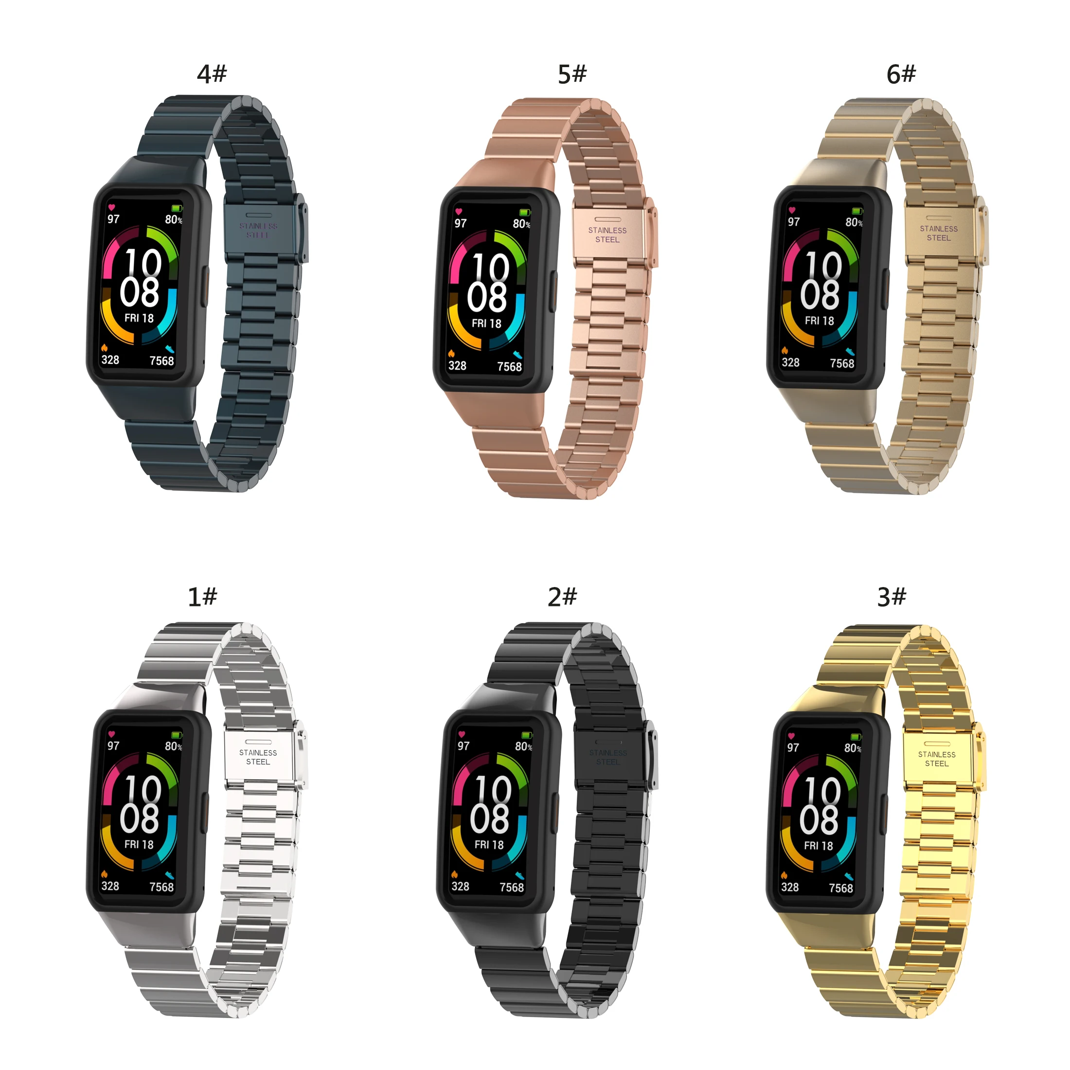 Metal Strap For Huawei Band 7 6 Honor Band 6 Metal Strap Buckle Stainless Steel Bracelet Replacement Wristband for huawei band 6