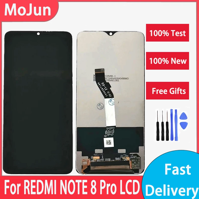 Абсолютно новый дисплей с рамкой 6 53 дюйма для Xiaomi Redmi Note 8 Pro 2015105 M1906G7I ЖК-дисплей +