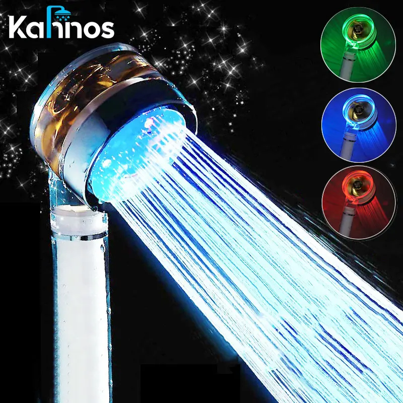 

Led Shower Head Color Bathroom Handheld Turbo Propeller Water Saving Shower Head High Pressure Filter Temperature Sensor Shower