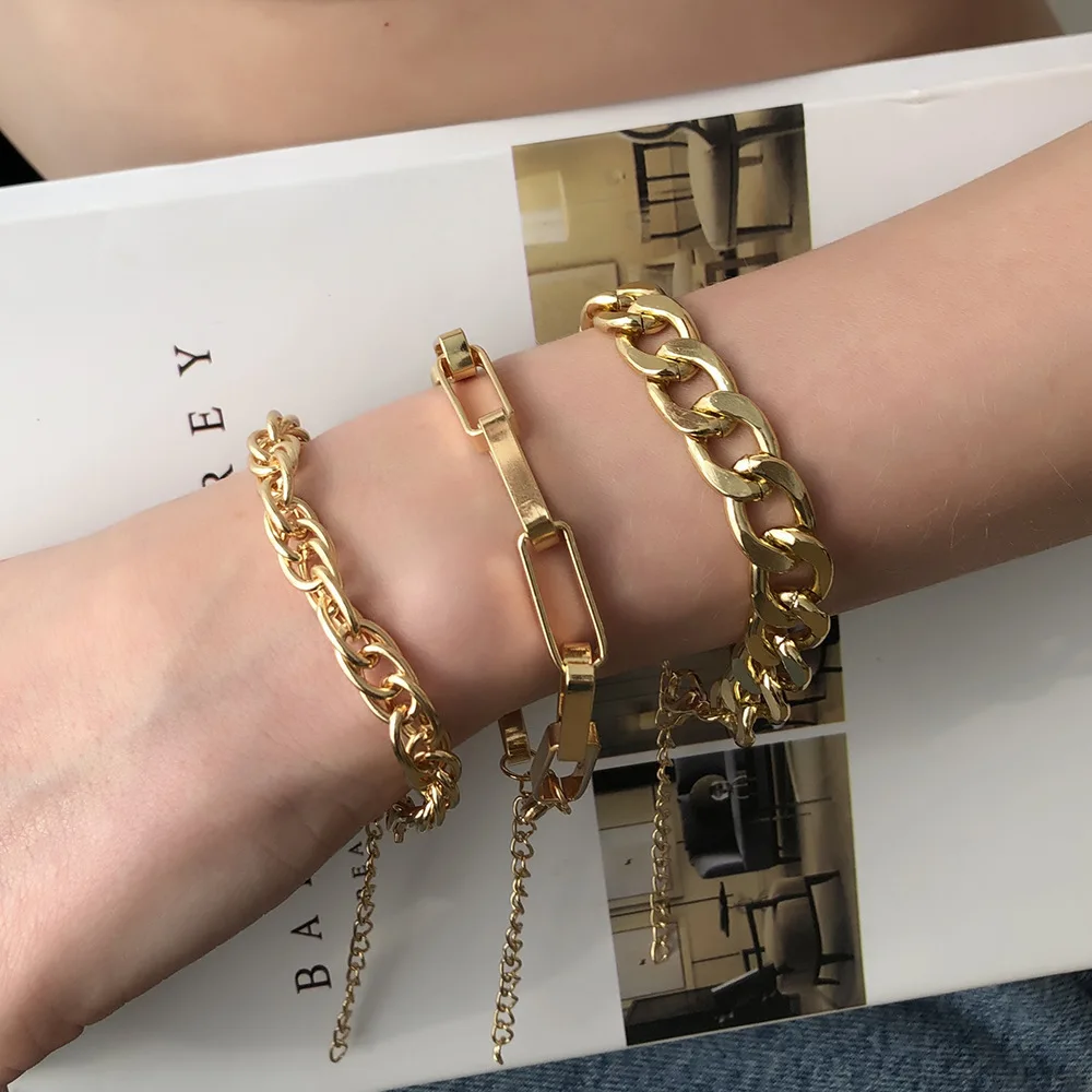 

Punk Style Hand catenary Bracelet Set Fashion Exaggerated Chain Bracelet Simple Alloy Trend Bracelet