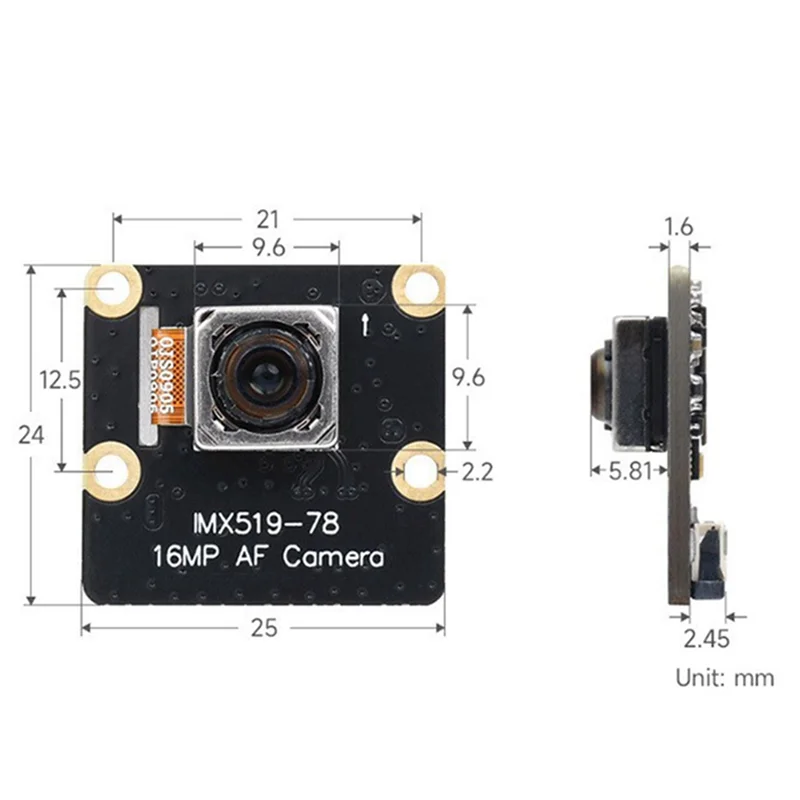 Камера 16 МП для камеры Raspberry Pi5 IMX519 с автофокусом 78,5 °   Модуль камеры 4,28 мм для Raspberry Pi5 Rpi5, запасные части, 1 шт. (art.: 3920ced80bd3d) - 3920ced80bd3d