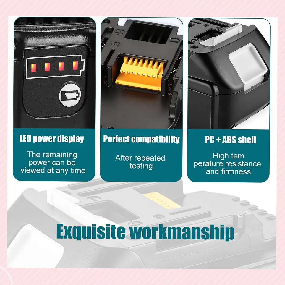 

2022 [Upgrade version] Makita replacement lithium battery 18V battery BL1860 BL1850B BL1850 BL1840 BL1830 BL1820 BL1815 LXT-400