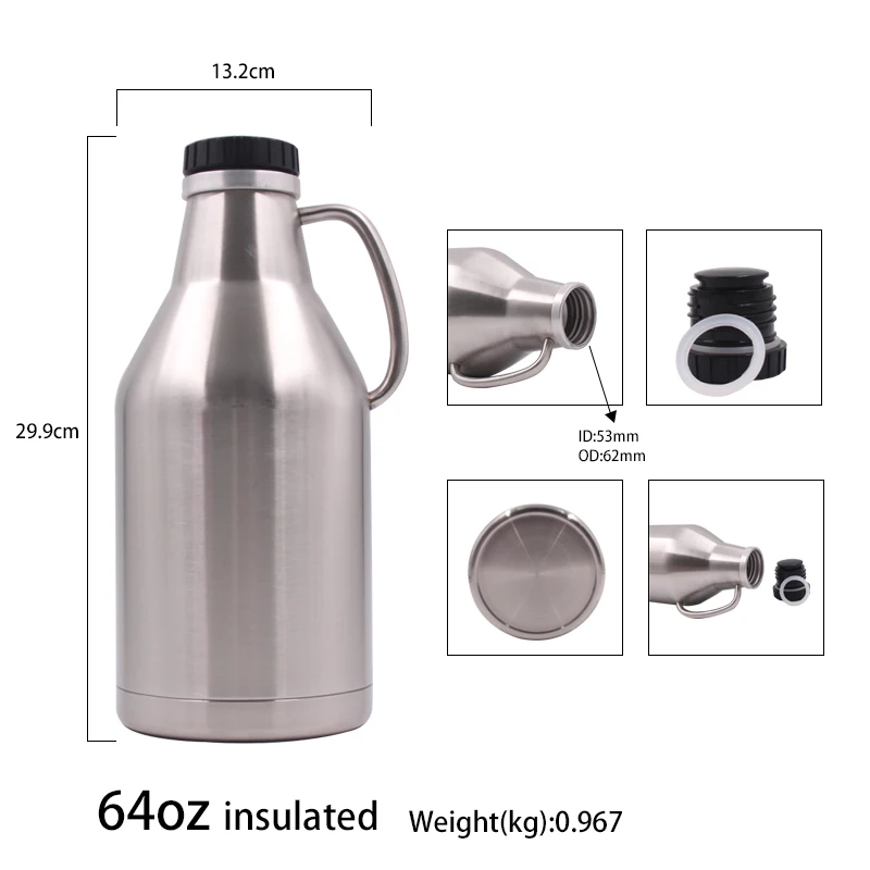 

insulated vacuum 64oz stainless steel smart portable iced nitrogen beverage coffee maker brewing coffee machine