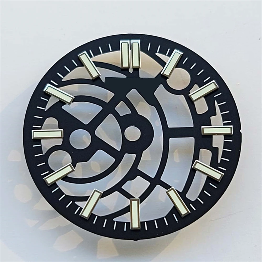 

New NH70 Skeleton Watch Dial 28.5mm Green Luminous Dial For NH70 Mechanical Movement Watch for Men Women Accessories