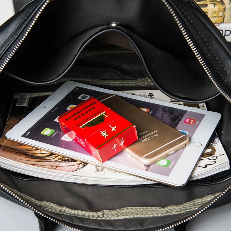 Business Men's Briefcase Leather Handbag Casual Shoulder Messenger Bag High Capacity Computer Laptop Tote Bag Male File Bag