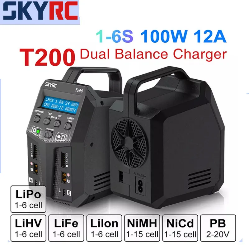 

SKYRC Lipo Battery T200 T400 T100 AC/DC Dual Balance Charger Discharger for Traxass Airsoft Drone RC Battery Charger Fast Charge