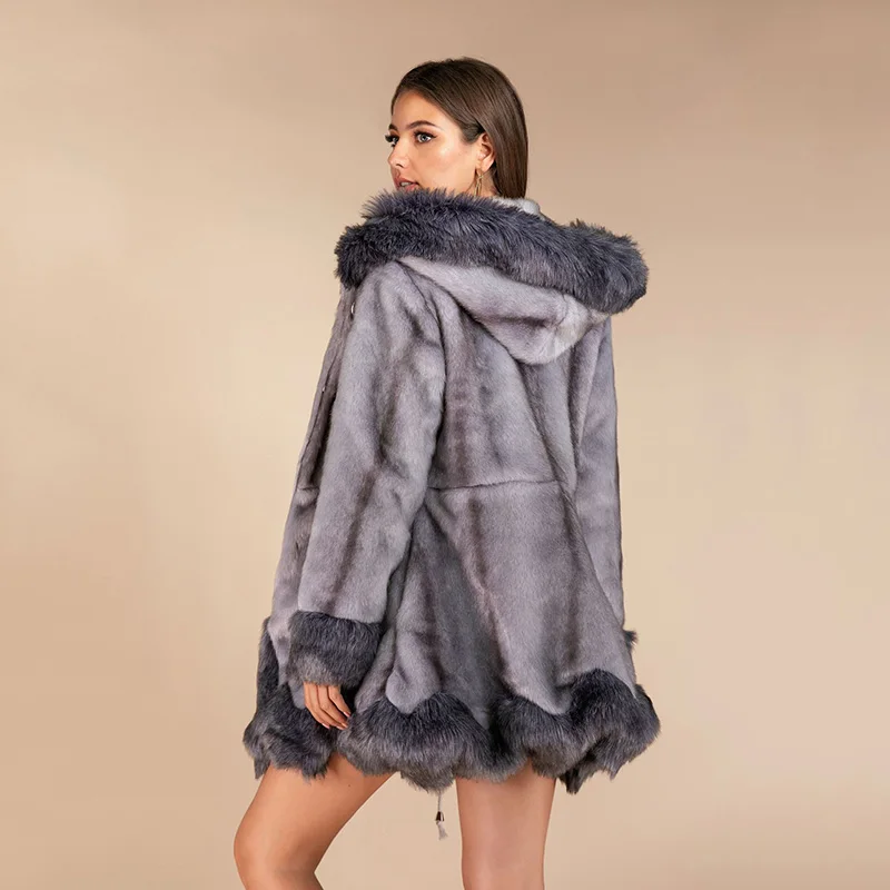 Faux Fur Coat Mid-Length Section Imitation Mink Velvet Fox Fur Women's Coat Autumn Winter New Warm Plush Women Fur Jacket
