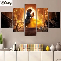Beauty and the Beast Movie Diamond Painting 5 Panel Artwork Drawing Pictures Diamond Embroidery Mosaic Painting for Home Decor