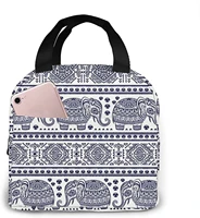 vintage elephant tribal lunch bag tote bag insulated organizer lunch holder bag for travel workout outdoors hiking picnic beach