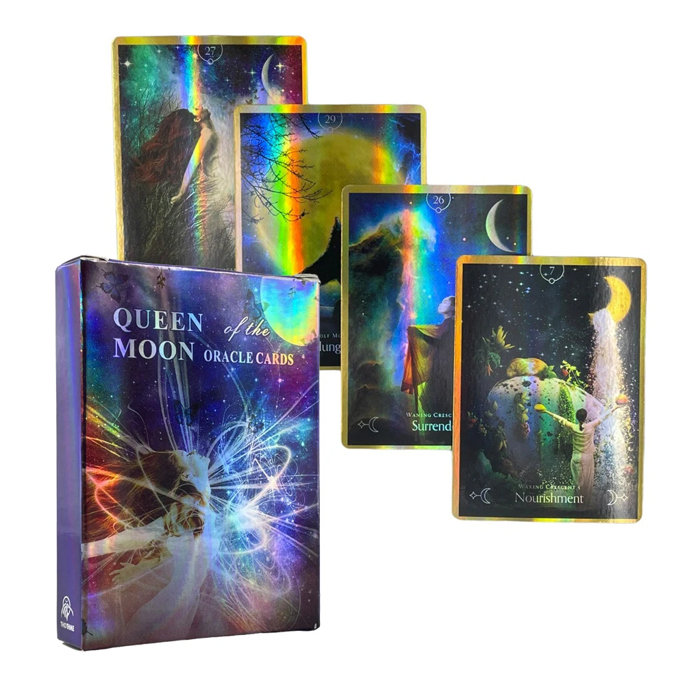 

Moonology Oracle Shining Bling Holographic Tarot Cards Deck with E-guidebook for Beginners Divination Deck Board Games