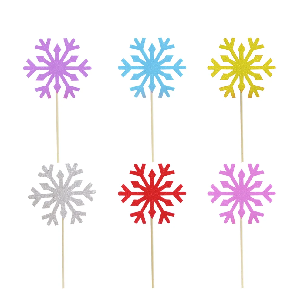 

60pcs Cake Decor Creative Snowflake Christmas Cupcake Topper Cake Pick Cake Decor Party Supplies