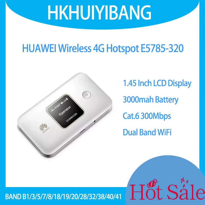 Разблокированный Карманный роутер HUAWEI E5785-320 4G, Wi-Fi Cat.6, Мобильная точка доступа, аккумулятор 3000 мАч, 2,4 и 5 ГГц, ЖК-дисплей 1,45 дюйма