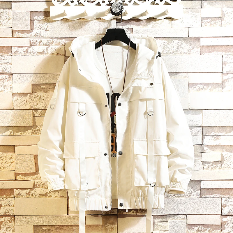 Winter Spring Men's Hooded Jacket Coat Windbreaker Fashion Coats Mens Solid Color Bomber Jackets Outwear Men's Clothings