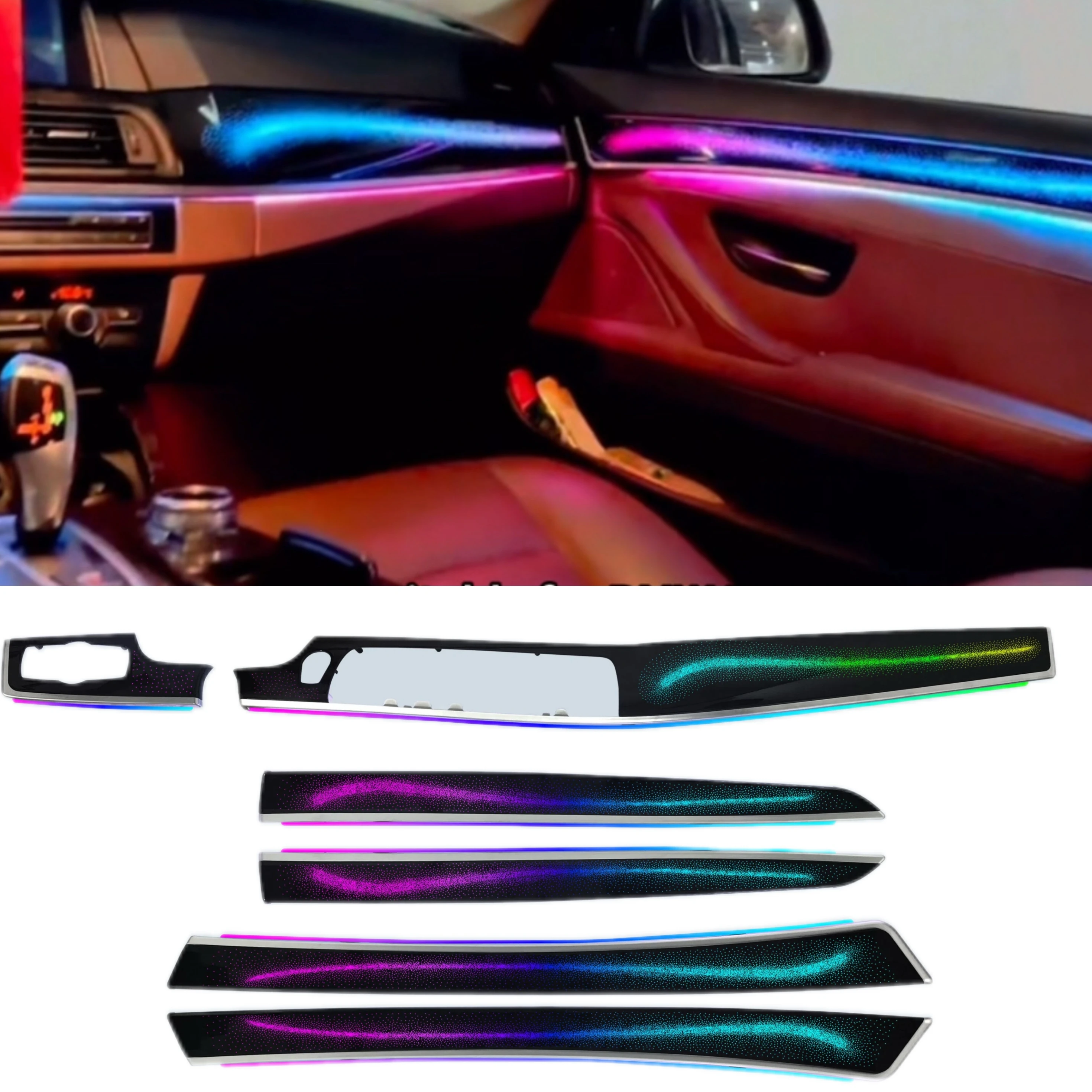 Фото Светодиодная подсветка салона Galaxy Style для BMW 5 серии F10 F11 F18 2010-2017 годов выпуска, декоративная отделка панелей салона. №2
