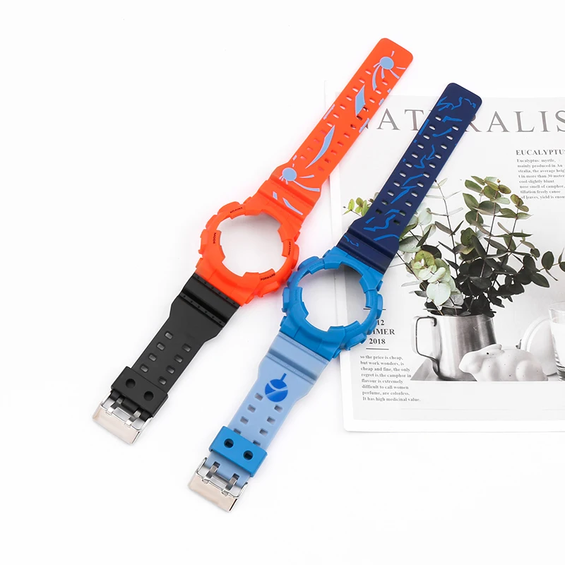Resin watch band suitable for Casio gshock watch case replacement GA-110GB watch band male co-branded watch accessories