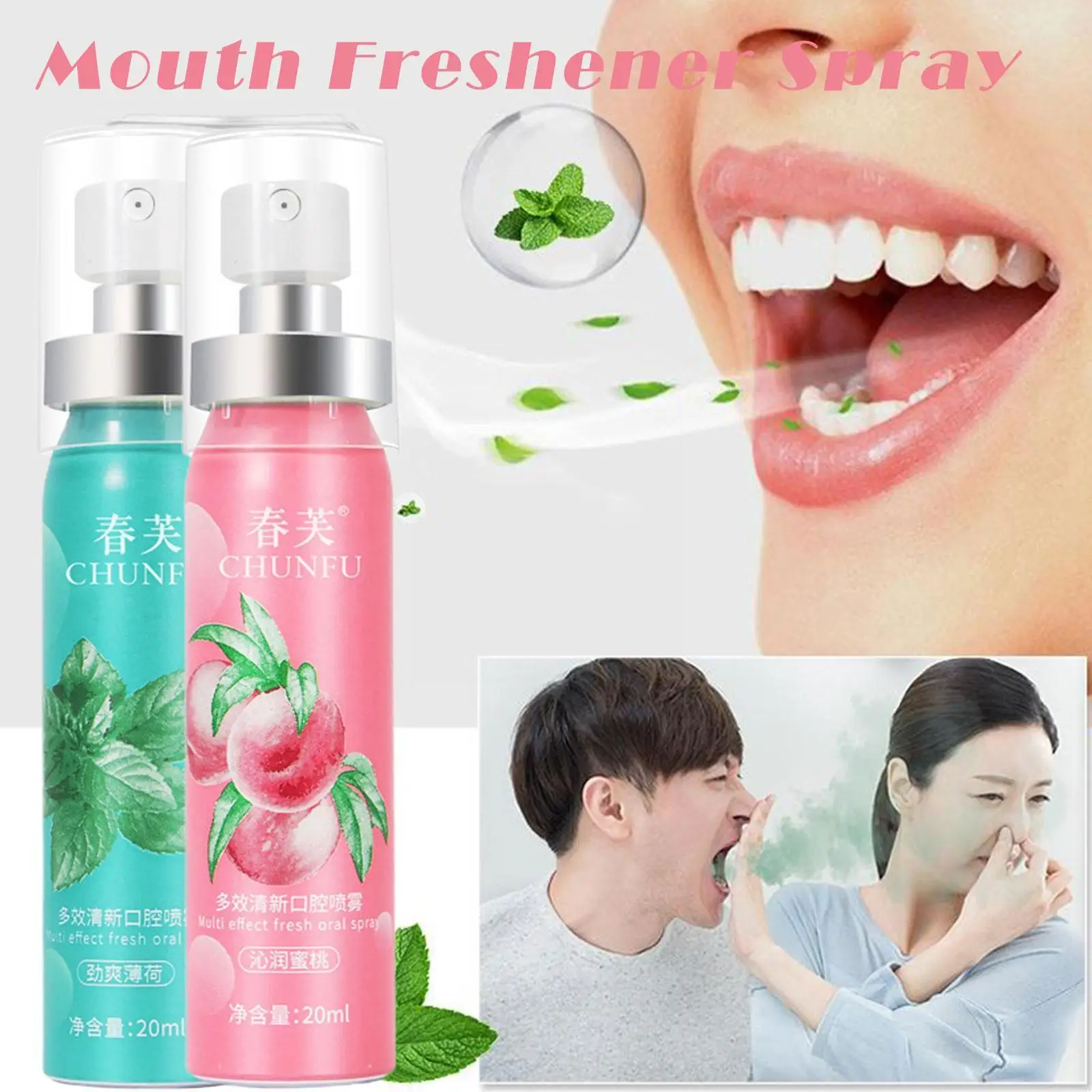 

20ml Halitosis Freshener Treatment Fruity Breath Peach Freshener Odor Refreshing Spray Mouth Care Spray Liquid Mint Breath A9R1
